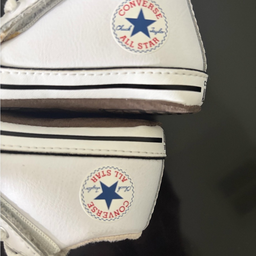 Converse White High-Top Sneakers with Navy Star and Red Accents
